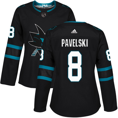 Adidas Sharks #8 Joe Pavelski Black Alternate Authentic Women's Stitched NHL Jersey